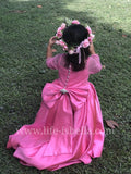 Pink Flower Girl Dresses High Low Satin Tulle