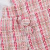 Suit set long sleeve with plaid shirt and suspender skirt