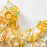Backless Vintage Girl's Floral Dress in Yellow - © 2019, Life Is'Bella / NEYSOUTH LLC.