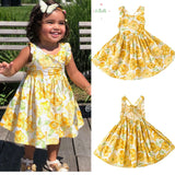 Backless Vintage Girl's Floral Dress in Yellow - © 2019, Life Is'Bella / NEYSOUTH LLC.