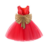 Red Dress Lace Girl Gown Gold Sequins Bow - © 2019, Life Is'Bella / NEYSOUTH LLC.